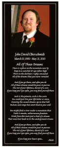 John Oberschmidt Funeral Card, back page